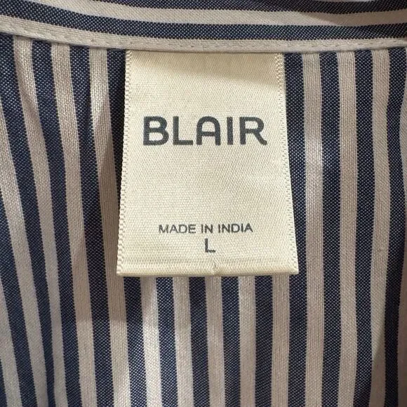 Vintage Blair Women’s Blue Striped Lighthouse Nautical Coastal Beach Top Sz L - Picture 3 of 10